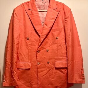 Elegant Coral Double-Breasted Blazer